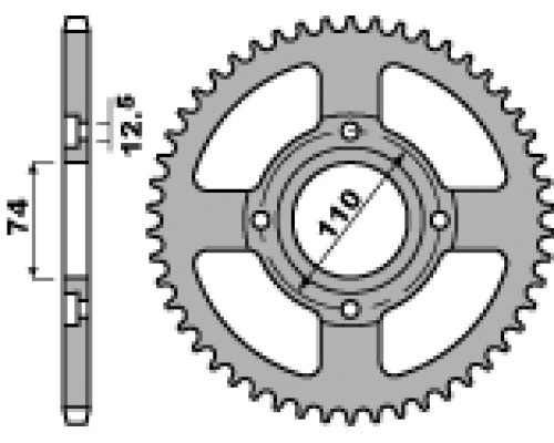 Задня зірочка pbr 854 41f yamaha 250 rd-dxe '78-'80, xs-se '80-'82, 400 rd/xs/xs-se, 500 xs-c, xs-d (ланцюг 530) (jtr854.36)