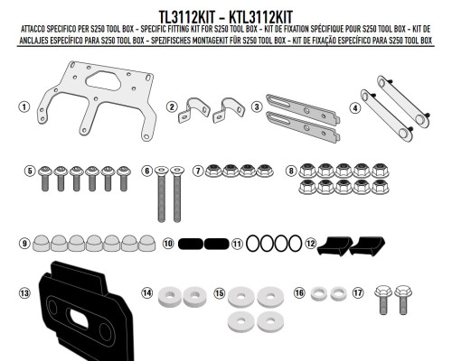 Givi S250 Комплект Монтажний для Стійки Suzuki DL 650/1000 HONDA CB 500X Чорний