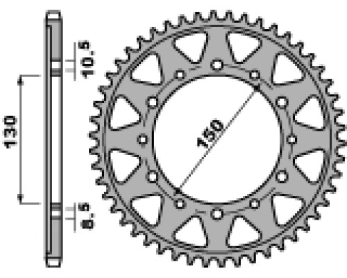 Задня зірочка pbr 860 38 c45 xjr 1200/1300 95-01 (ланцюг 530) (jtr859.38)