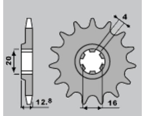 Передня зірочка pbr 801 13 tm 125 en '00-'05, tm 125 mx '00-'04, tm 80 '93-'01 (ланцюг 520)