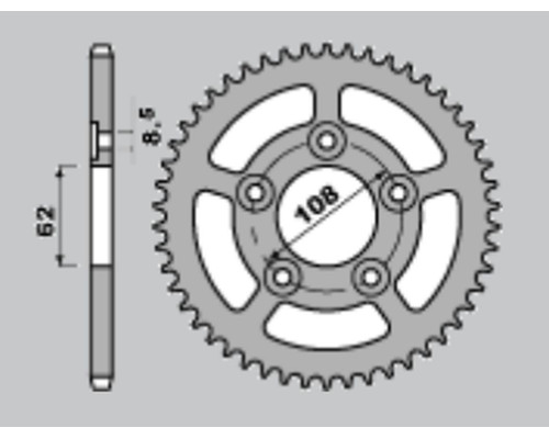Задня зірочка pbr 714 49 aprilia 125 rs sport pro '93-'05, caiva mito sort pro '92-'03 (415 ланцюг)