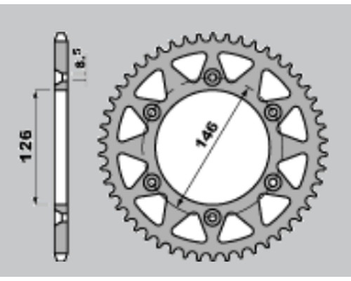 Задня зірочка pbr 808 46 c45 suzuki rm/rmz 78-17 (ланцюг.520) (jtr808.46)