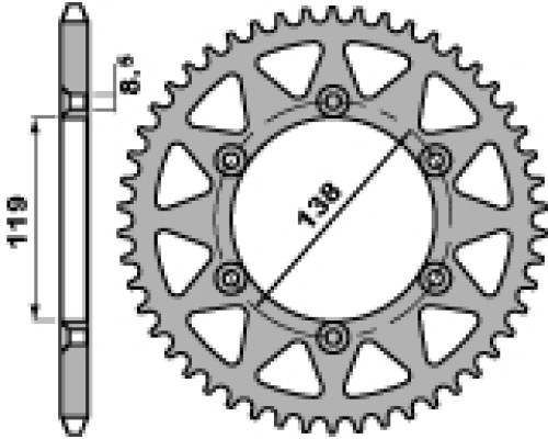 Pbr задня зірочка 213 50 c45 husaberg 92-99 (jtr1950.50) (ланцюг 520)