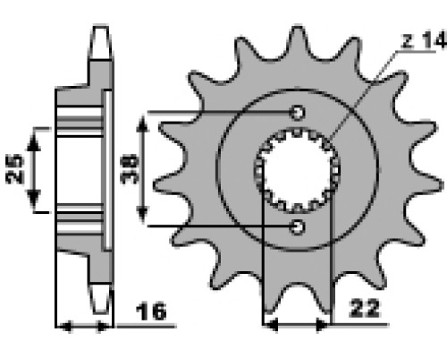 Pbr передня зірочка 2222 15 18nc ducati 796 hypermotard 10-12, monster 796 10-12 (ланцюг 525)