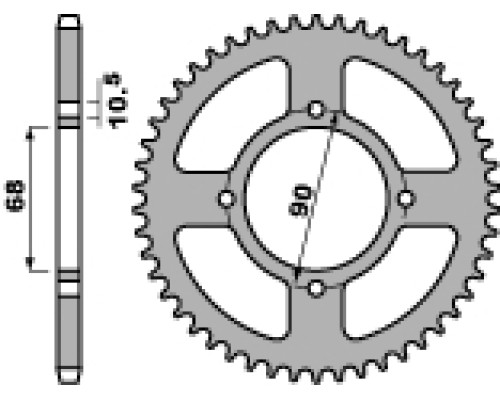 Pbr задня зірічка 256 42 c45 honda mtx 200 rw 83-87 (ланцюг 520) (jtr243.42)