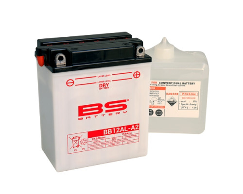 Bs battery bb12al-a2 (yb12al-a2) 12v 12ah 135x81x161 обслуговується - електроліт окремо (165a) (4) ue2019/1148