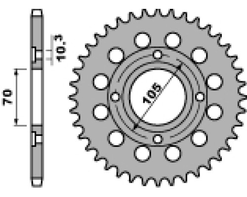 Pbr задня зірічка 278 38 c45 honda cb 250/360/400 73-79 (ланцюг 530) (jtr278.38)