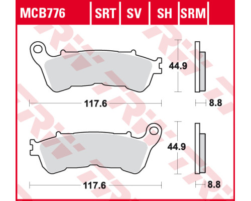 Тормозні колодки trw lucas kh388 organic honda cbf 500 04-08, cbf 600 04-15, nt 700 v 06-13, xl 700 v 08-13, xl 1000 v 04-13, suzuki burgman 125 07-13, передні