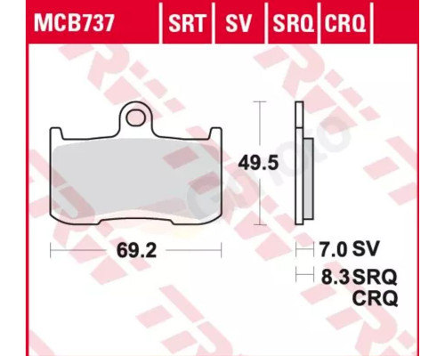 Гальмівні колодки trw lucas kh347 sintered metal racing kawasaki z 800 13-17, z 900 17-21, z 1000 03-06, suzuki gsx 750 17-21, gsx 1300 07-10, indian chief / chief dark horse 14-, roadmaster (виконання для треку) (замін mcb737srq)