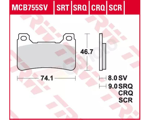 Гальмівні колодки trw lucas kh390 honda cbr 600rr 05-16, cbr 1000 fireblade 04-16, front sinter racing (track performance) (замінює mcb755srq) (акція)