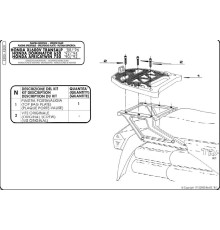 Kappa Стелаж для центрального кофра HONDA XL 600RM/RL, XL 600V Transalp (88-96), NX 650 Dominator (92-94) з пластиною Monokey чорний
