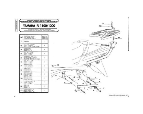 Kappa стійка для центрального кофра YAMAHA FJ 1100 без плити чорний
