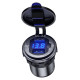 МОТОЦИКЛ BIKETEC ПОДВІЙНА РОЗЕТКА USB QC 3.0 - 36 Вт З Кріпленням вольтметра НА РОВСКІЙ ПОВЕРХНІ (ОБТІКАЛЬНИК, КОРПУС) АБО НА КЕРМО - ПОТРІБЕН АДАПТЕР BTMUS28