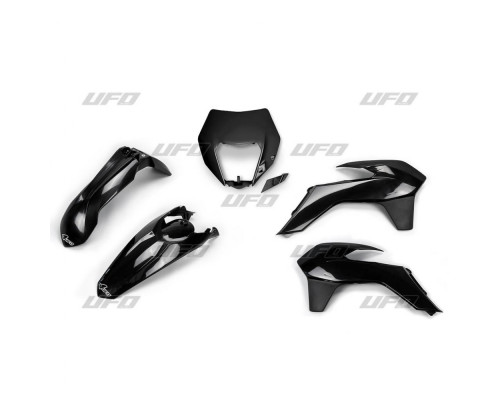 Пластиковий комплект UFO ktm exc/excf '14-'16 з кришкою ліхтаря, колір чорний (kt524e001)