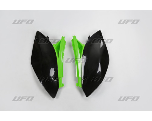 Задні бокові панелі UFO kawasaki kxf 250 '09-'12 колір oem (чорний/зелений)