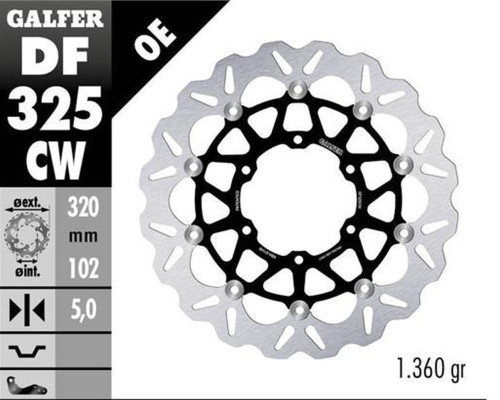 Galfer диск гальмівний передний suzuki gsxr 1000r '16- (wave floating) (320x102x5mm)