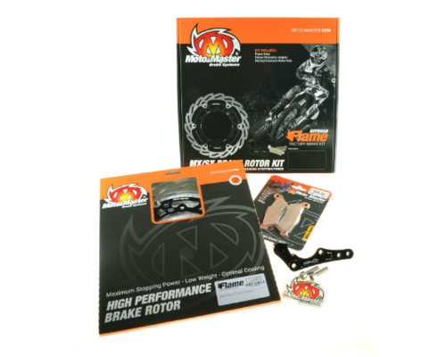 Moto-master комплект гальм (диск, колодки, переходник) gas gas ec/ecf 250/300/350 '21-, ex/exf 250/300/450, mc/mcf 125/250/350/450 '23-, husqvarna fe 250/350/450/501 '22, fx 3 50/450 '23-, te 150i/250i '23-, braktec caliper