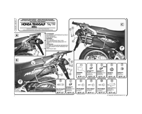 Kappa Стелаж Бічні футляри Monokey HONDA XL 600V Transalp 94-99 Алюміній Сріблястий