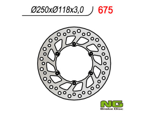 Ng передній гальмівний диск suzuki rm/rmz 250/drz, yamaha yz/yzf/wr 02-19 (250x118x3) (6x6,5mm) - замінює ng854