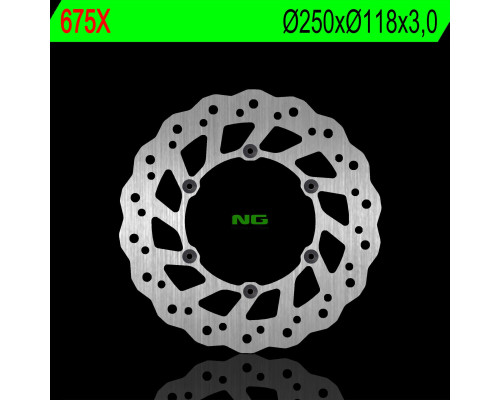 Ng передній гальмівний диск suzuki rm/rmz 250/drz, yamaha yz/yzf/wr 02-19 (250x118x3) (6x6,5mm) хвиля - замінює ng854