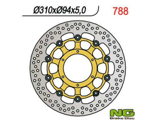 Ng передній гальмівний диск honda cbr 1000 rr 04-05, cb 1300 01-10 (310x94x5) (6x65mm) cbr 600rr 03-08, cb 1000r 08-16, ctx 1300 14-16 floating