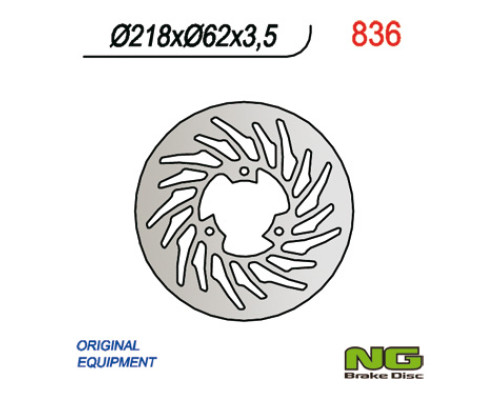 Ng задній гальмівний диск yamaha dt50r '03-'08, dt50sm '05-'011, dt50x, xt125 '05-'11, mbk 50x-limit '03-'05, malaguti 50 xsm '03'-10 (218x62x3.5)
