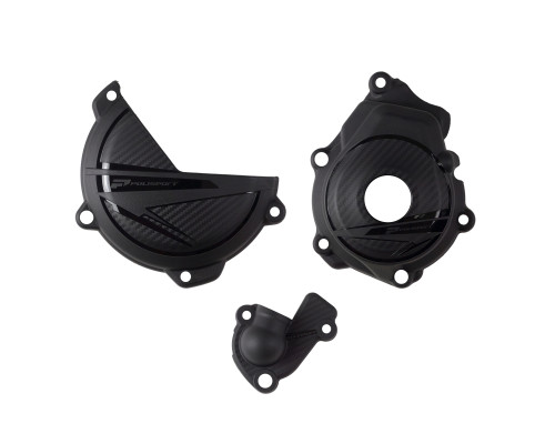 Комплект кришок генератора, зчеплення та водяного насоса polisport ktm sx-f 250/350 '23-'25; xc-f 250/350 '23-'25; husqvarna fc 250/350 '23-'25; fx 350 '23-'25 чорний
