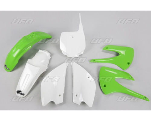 Комплект пластикових UFO kawasaki kx 85 '01-'13 рестайлінг колір oem '13 (зелений/білий) (ka218ke999) (ka218ke999)