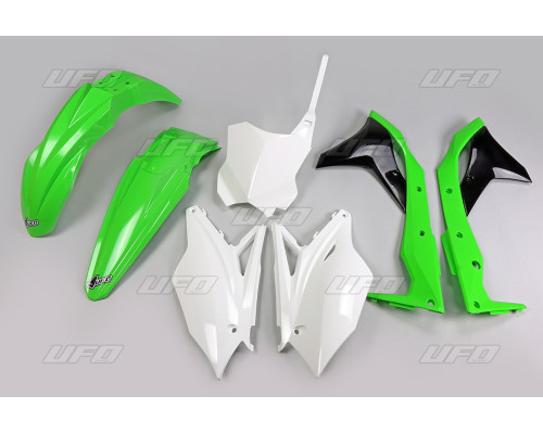 Комплект пластикових обвісів kawasaki kxf 250 '17 колір oem (зелений/білий/чорний) (ka224e999) (ka224e999)