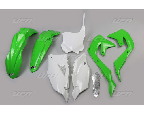 Комплект пластикових UFO kawasaki kxf 250 '21-24, kxf 450 '19-23 колір oem (зелений/білий/чорний) (ka227e999) (ka227e999)