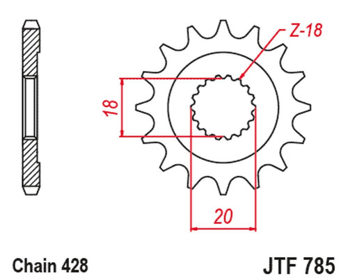 Jt передня зірочка 426 13 benelli 125 leoncio '22-'23, keeway 125 strike '13-'14, rkf 125 '11-'23, tx 125 '11-'20 (42613jt) (ланцюг 428)