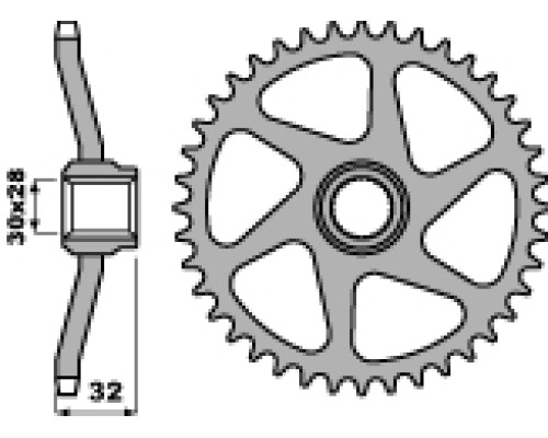 Pbr задня зірічка 3555 40 f aprilia 50 af 1 88-93 (ланцюг 415)