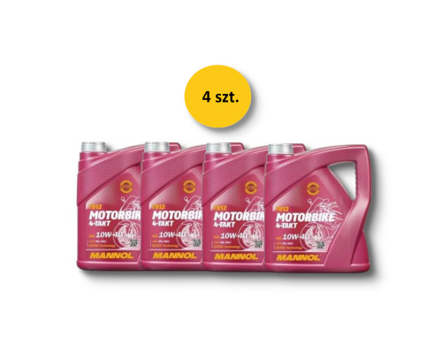 Mannol motor oil 4t motorbike 10w40 4l ester + ma2 synthetic (7812) (api sn) коробка 4 штуки (пакет)