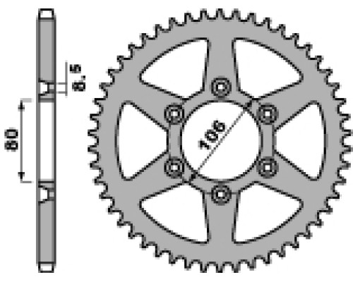 Задня зірочка pbr 3560 49 c45 aprilia 125 rx 91-95, rx125 08-12 (ланцюг 520) (jtr22.49)