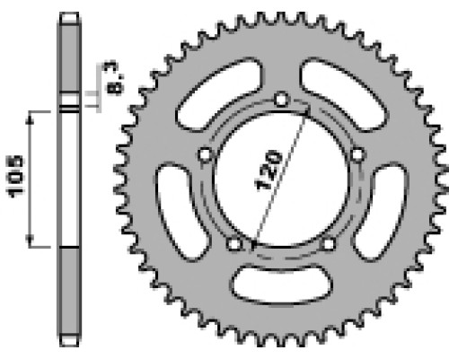 Pbr задня зірочка 3565m 45 f aprilia 50 rx (93-95) (ланцюг 420)