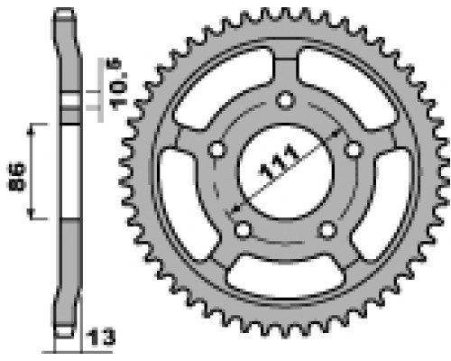 Pbr задня зірочка 383 52 c45 gilera 350 nordwest 93 (ланцюг 520)
