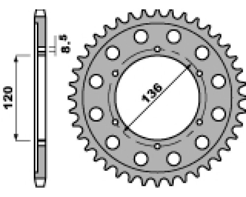 Задня зірочка pbr 4324 57 c45 tdr 125 (93-99) (ланцюг 428)