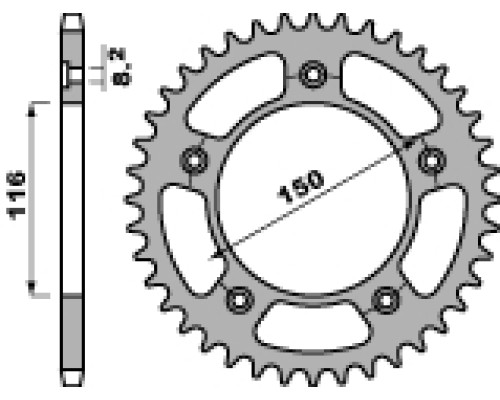 Pbr задня зірочка 4329 42 c45 aprilia rs250 репліка 95-05 (ланцюг 520)