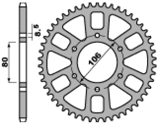 Pbr задня зірочка 4338 56 c45 honda cre 50 (95-01) (ланцюг 428)