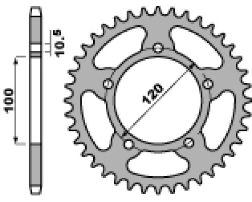 Pbr задня зірочка 4363 44 c45 aprilia 750 sl shiver 07-16 (jtr702.44) (ланцюг 525)