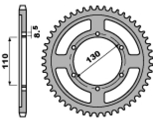 Pbr задня зірочка 4372 46 c45 yamaha tzr 125 r 94-96 (ланцюг 428) (jtr1870.46)