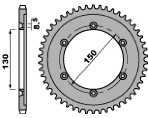 Pbr задня зірочка 4374 51 c45 honda xlr 125 (98-02) (jtr1249.51) (ланцюг 428)