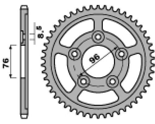 Задня зірочка pbr 4375 43 c45 cagiva 125, planet (99), 125n-1 97-99 (ланцюг 520) (jtr-немає)