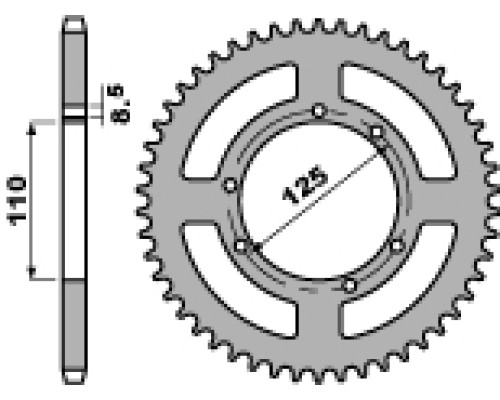 Задня зірочка pbr 4390 60 f hm 50 (crf 50), sherco 50sm (ланцюг 428)