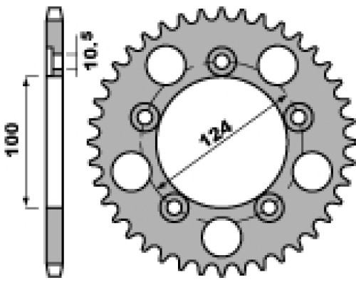 Задня зірочка pbr 4443 35 c45 ducati 749 r 04-05 (ланцюг 525) (jtr744.35)