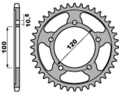 Задня зірочка pbr 4447 40 c45 aprilia rsv 1000 04-11, tuono 1000 06-10 (jtr702.40) (ланцюг 525)