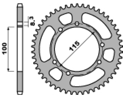 Задня зірочка pbr 4502 52 f husqvarna ch 125 sm 05, fantic 125 (ланцюг 428) (jtr-no)