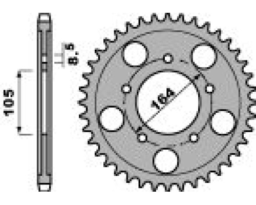 Задня зірочка pbr 4557 47 c45 gilera gp 800 (09-13), aprilia srv850 (12) (ланцюг 525) (jtr-немає)