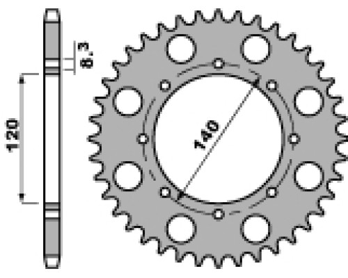 Pbr задня зірочка 491 45 c45 kawasaki kle 500 (91-96) (ланцюг 520)