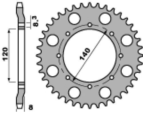 Pbr задня зірічка 506 43 c45 kawasaki klr 600 84-90 (ланцюг 520)